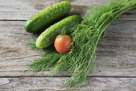 Fresh vegetablrs on wooden table.の写真素材