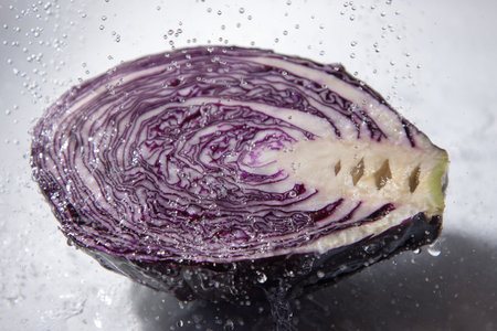 Half of red cabbage.の写真素材