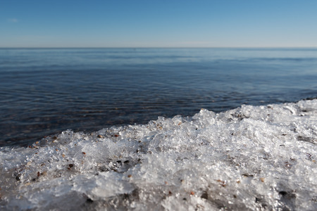 Ice at still baltic sea in cold day.の写真素材