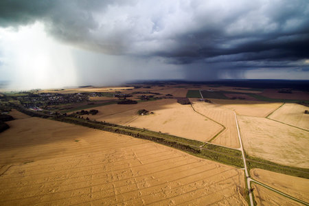 Midsummer evening in Latvian countryside;  Tukums county.の写真素材