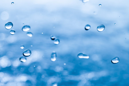 Falling water drops.