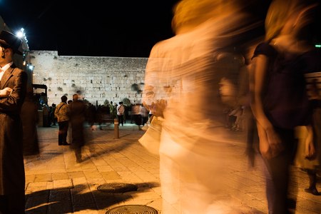 Evening at Western wall, Jerusalem, Israel.の写真素材