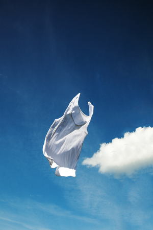 Drying of wet white shirt.の写真素材