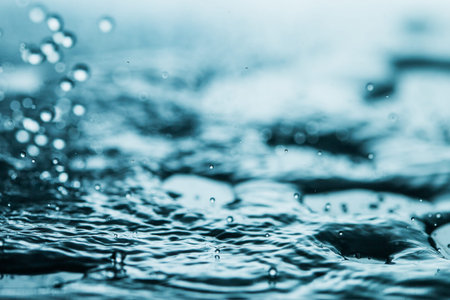Falling water drops.
