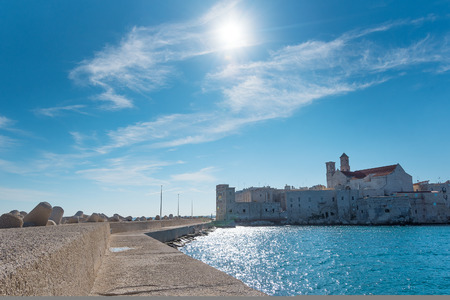 Giovinazzo city embankment at Adriatic sea coast, Italy.の写真素材