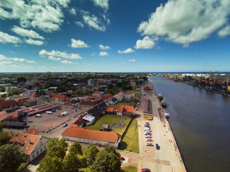 Ventspils city and port, Latvia.の写真素材