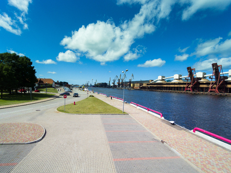 Ventspils city and port, Latvia.の写真素材