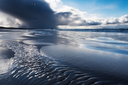 Windy day bay Baltic sea next to Liepaja, Latvia.の写真素材
