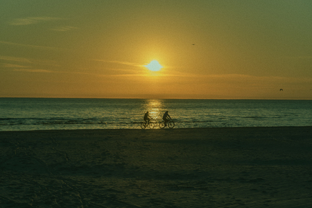 Sunset in Baltic sea beach at Latvia coast.の写真素材