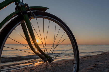 Sunset in Baltic sea at Latvia coast.の写真素材