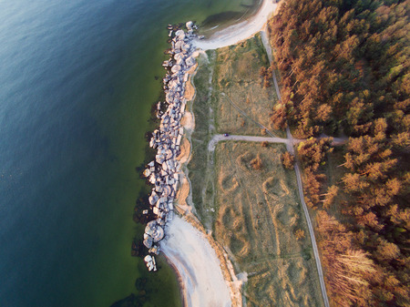 Baltic sea coast and old fortifications at Liepaja, Latvia.の写真素材