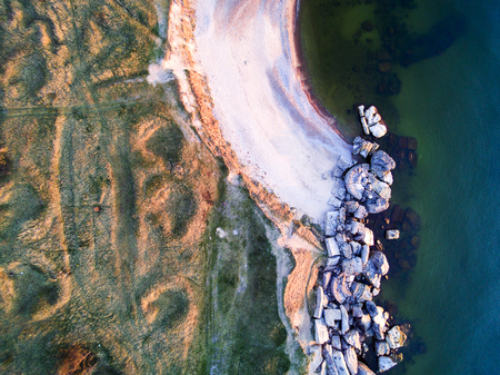 Abandoned fortifications at Baltic sea coast next to Liepaja, Latvia.の写真素材