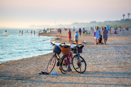 Baltic beach in sunset time, Liepaja, Latvia.の写真素材