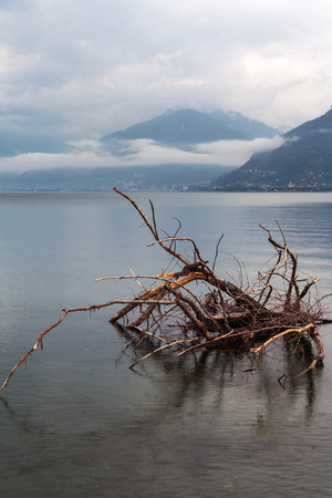Como lake in rainy day, Italy.の写真素材