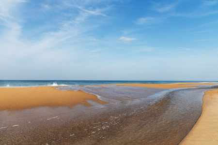 Atlantic ocean at Nazare north beach, Portugal.の写真素材