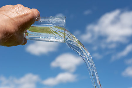 Glass and pouring water.
