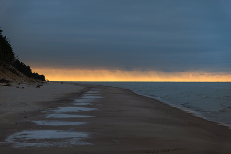 Cold winter wheather at Baltic sea, Latvia coast.の写真素材