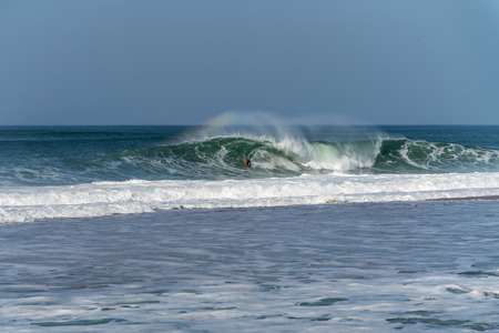 Atlantic ocean waves by Nazare North beach,  Portugal.の写真素材