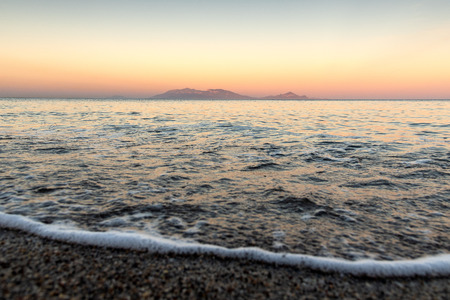 Evening on Aegean sea next to Kardamena city on Kos island , Greece.の写真素材