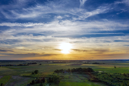 Summer solstice sunset in countryside of Latvia.