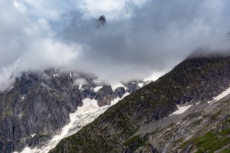 Summits of Alps near Courmayeur, Italy.の写真素材
