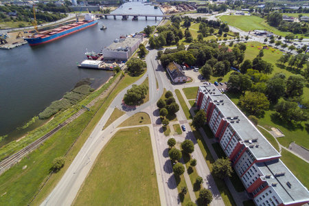 Ventspils city on east coast of Baltic sea, Latvia.