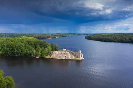 Koknese castle ruins at Daugava river, Koknese, Latvia.の写真素材