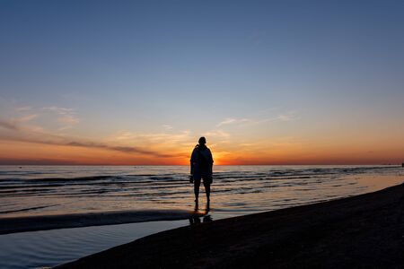 Sunset on Baltic sea at Liepaja, Latvia.の写真素材