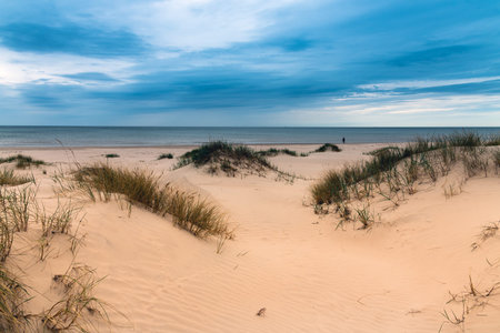 Sandy coast of Baltic sea at Liepaja, Latvia.