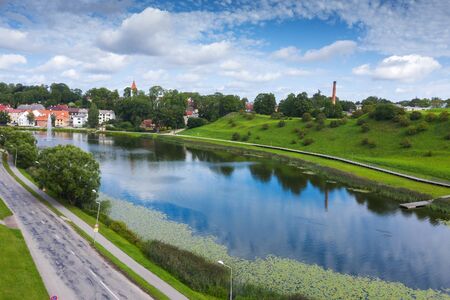 Aerial view of Talsi city in western Latvia.の写真素材