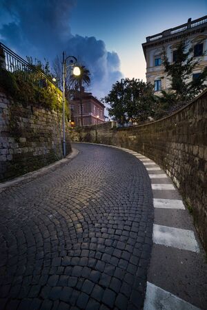 Sorrento city street in evening time, Italy.の写真素材