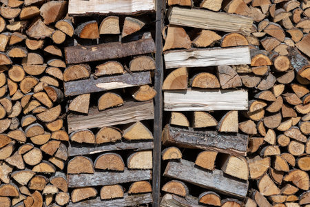 A neatly framed stack of firewood