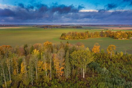 Rainy autumn day in countryside of Latvia.の写真素材
