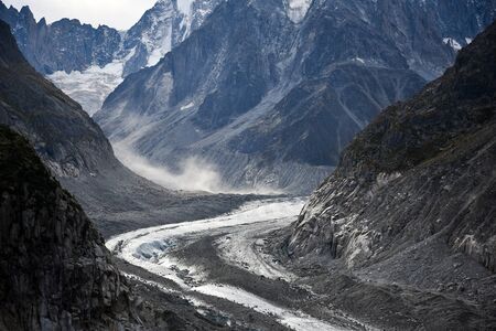 Mer de Glace ("Sea of Ice") glacier in Mont Blanc massif, French Alps.の写真素材