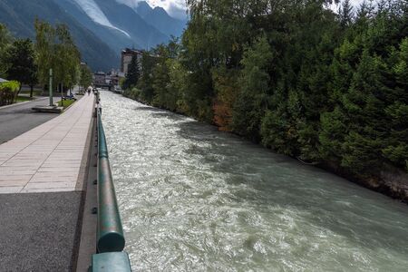 Arve river in Chamonix, France.の写真素材