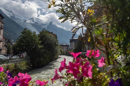 Arve river in Chamonix, France.の写真素材
