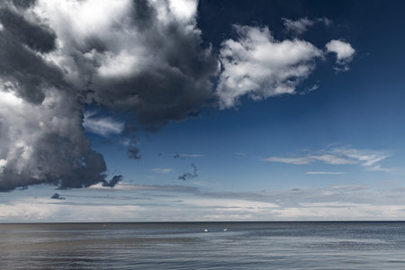 Cloudy day by gulf of Riga, Baltic sea.