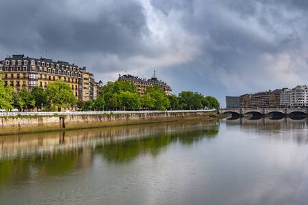 Urumea river in Donostia city, Spain.の写真素材