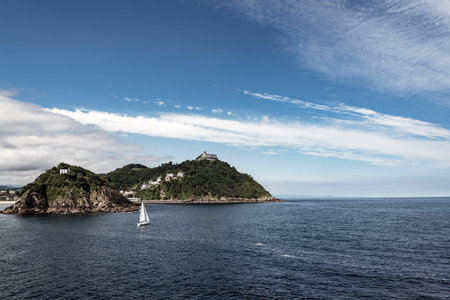 Biscay bay coast at Donostia, Spain.の写真素材