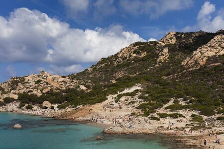 Granite coast of Mediterranean sea in Maddalena archipelago, Sardinia, Italy.の写真素材