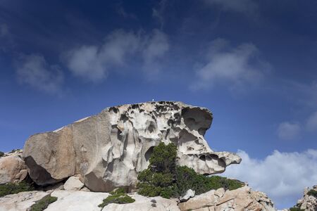 Granite coast of Mediterranean sea in Maddalena archipelago, Sardinia, Italy.の写真素材