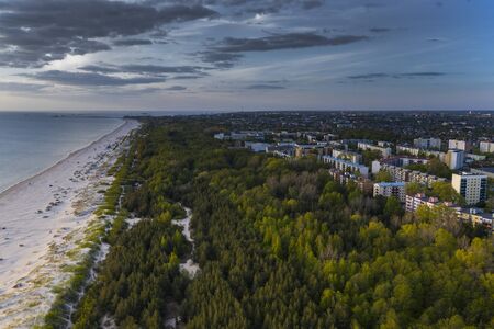 Summer evening by Baltic sea in Liepaja, Latvia.の写真素材