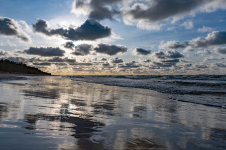 Scattered clouds above Baltic sea in autumn time.