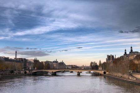 Autumn day in Paris  by Seine river , France.の写真素材