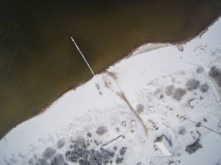 Baltic sea coast in snowy day.の写真素材