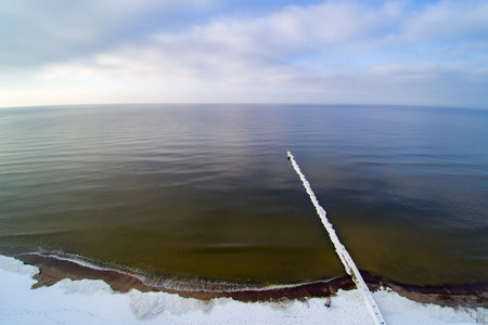 Baltic sea coast in snowy day.の写真素材