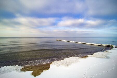 Baltic sea coast in snowy day.の写真素材