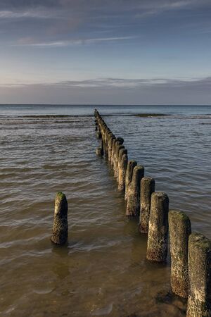 Fishing boat pier at Baltic sea coast.の写真素材