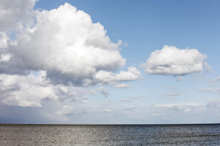 Cloudy sky over gulf of Riga, Baltic sea.
