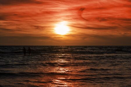 Sunset time on Baltic sea.の写真素材